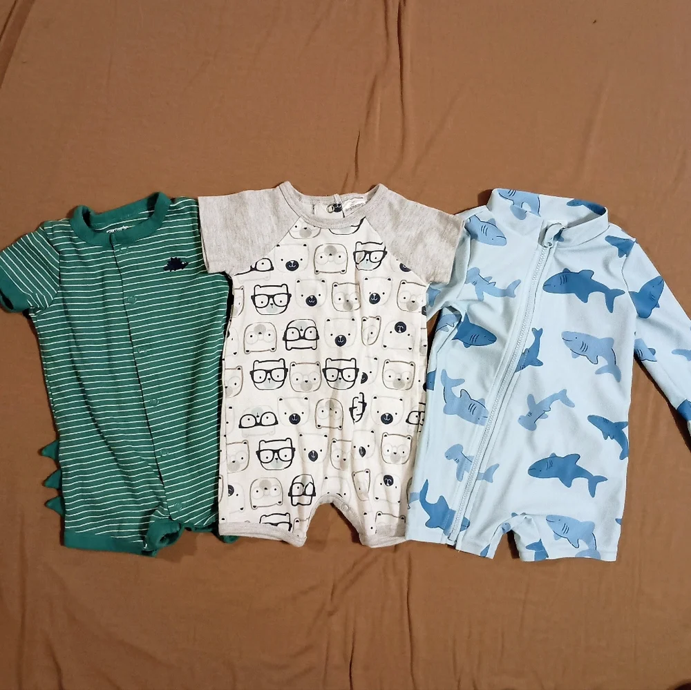 3pc Infant Boys Summer Romper Bundle